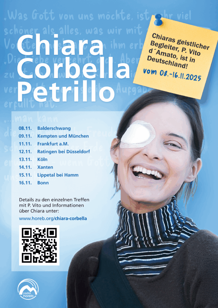 Chiara Gorbella Petrillo Sonntag 9. November 2025 um 17:00 Uhr I Predigt: P.Vito d´Amato OFM, anschl. Vortrag